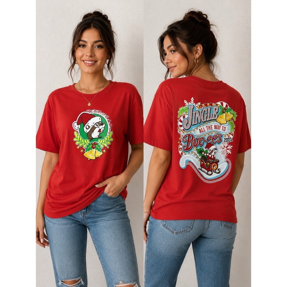 NEW Buc-ee's T-Shirt XL Jingle All The Way To Christmas 2025 Bucees